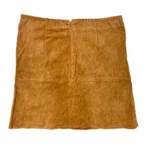ZARA SUEDE SKIRT MINI A-LINE BOHO LEATHER BRN - Lg